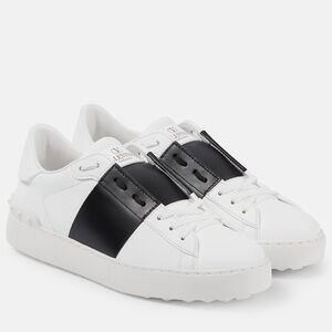 Valentino Garavani Women’s Open Leather Sneaker, White/Black, SIZE: 37